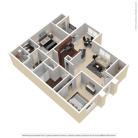 a 3d design of a house with an open floor plan